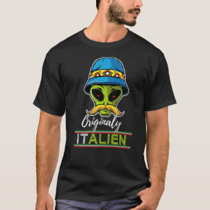 Camiseta Alienígena Italiana Pun Itália Moustach Italiano