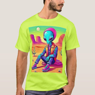 Camiseta Alienígena Legal no Deserto Relaxando