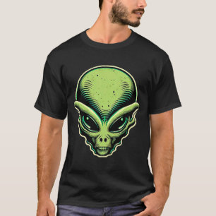 Camiseta Alienígena Neon Green Vintage Sci Fi Pulp Art Styl