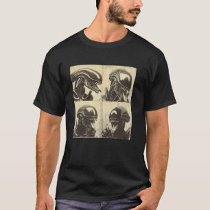 Camiseta Alienígena no estilo de máquina de foto antiga, un