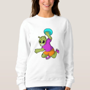 Camiseta Alienígena no jogador de Handball com Handball