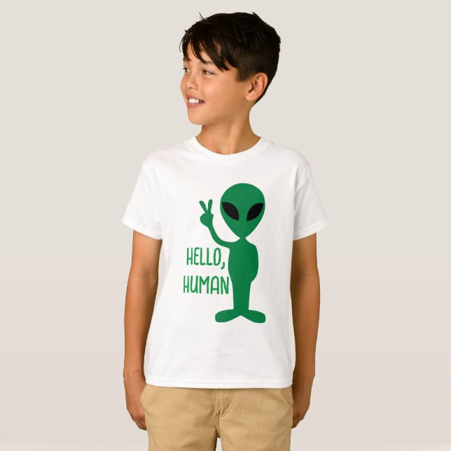 Camiseta Alienígena - Olá Humano (Frente Completa)