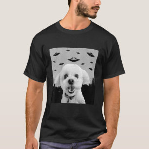 Camiseta Alienígena OVNI Engraçado Bichon Frise Cachorro Ho