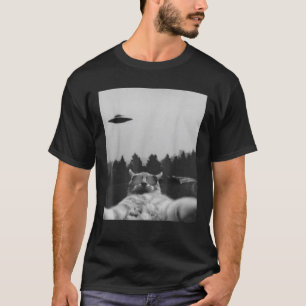 Camiseta Alienígena OVNI Gato Engraçado Galáxia Gato Tee Ga