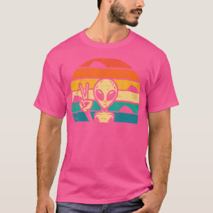 Camiseta Alienígena Peace Sunset Retro Ufo Mulher Extraterr