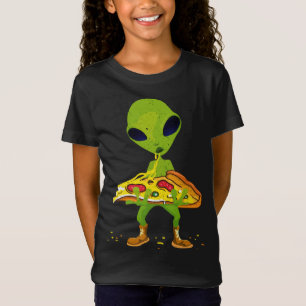 Camiseta Alienígena Pizza Comendo Comida Espacial Engraçado
