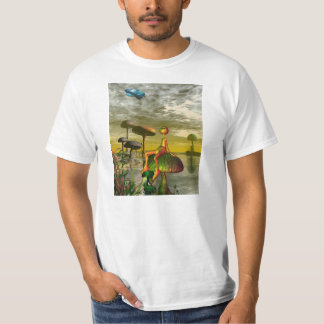 Camiseta Alienígena que olha um aircar no céu