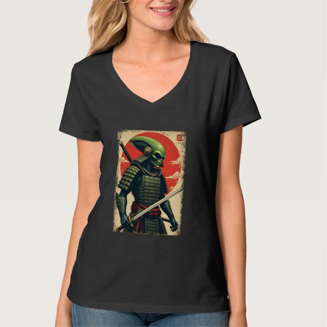 Camiseta Alienígena Samurai Tee Japonês Design Sci-Fi U (Frente)
