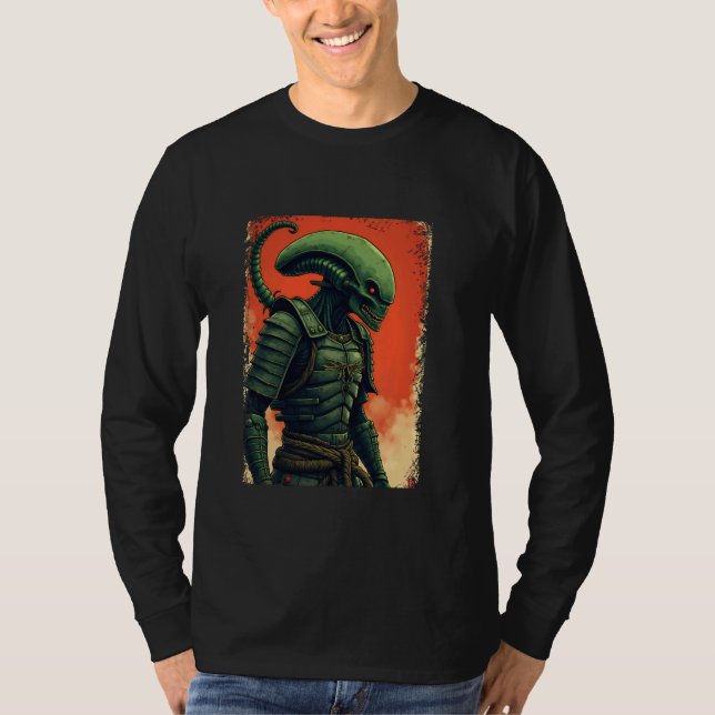 Camiseta Alienígena Samurai Tee Japonês Design Sci-Fi U (Frente)
