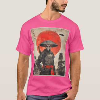 Camiseta Alienígena Samurai Ufo Japonês Vintage Graphic Uki