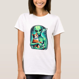 Camiseta Alienígena Segurando Calico Cat