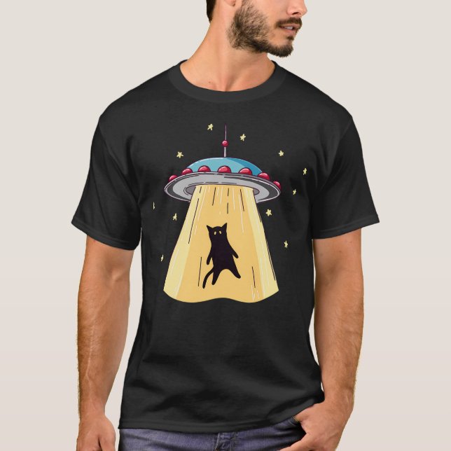 Camiseta Alienígena Ufo Abdução De Gatos Eu Quero Acreditar (Frente)