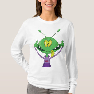 Camiseta Alienígena Verde Engraçado Fazendo Careta Boba