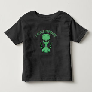 Camiseta Alienígena Verde Eu Vim Em Paz OVNI Extraterrestre