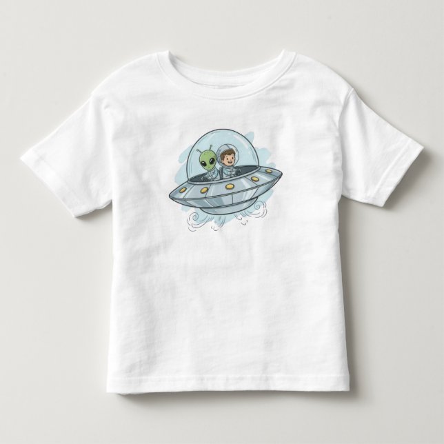 Camiseta Alienígena Voador de Desenho Animado (Frente)