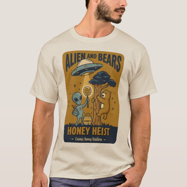 Camiseta Alienígenas e Ursos - Calçado de mel (Frente)
