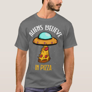 Camiseta Aliens acreditam na Pizza Humorista Pessoa Premium