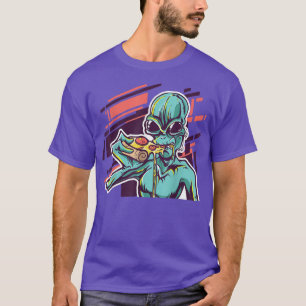 Camiseta Aliens Adoram Pizza À Alienígena De Pizza