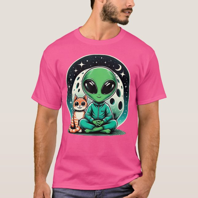 Camiseta Aliens Bonitos Sob A Lua De Animais De Pesquisa Ci (Frente)