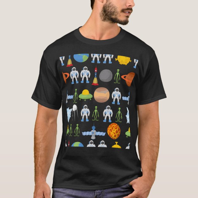 Camiseta Aliens de lançadeira planetsrocketspace (Frente)