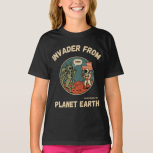 Camiseta Aliens engraçados e astronauta no espaço