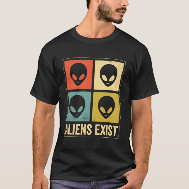 Camiseta Aliens Existem Vintage Engraçada Alienígena Crente (Frente)
