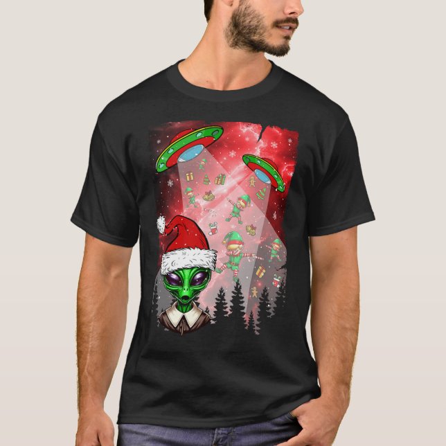 Camiseta Aliens Objetos Voadores Não Identificados Elf de N (Frente)