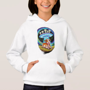 Camiseta Aliens raptando vacas, mas a vaca parece feliz