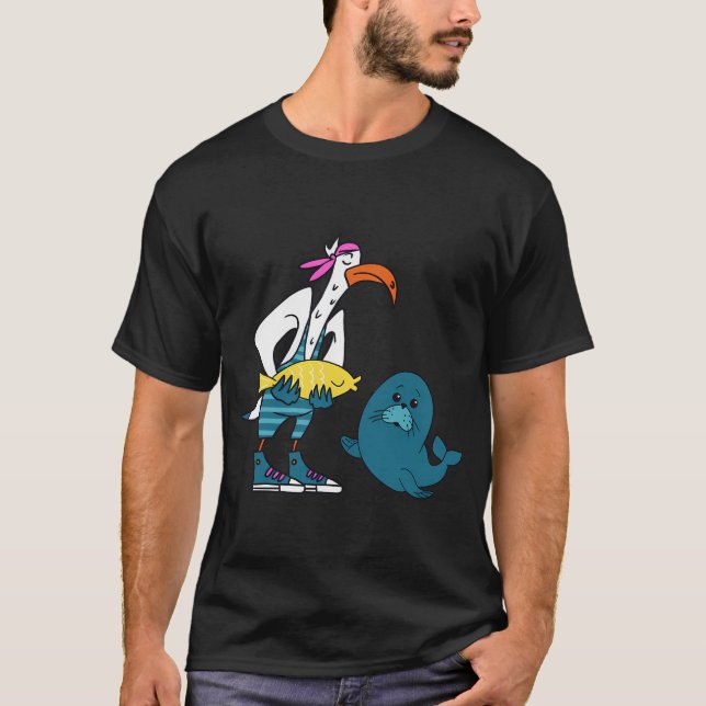 Camiseta Alimentação de gaivotas focas (Frente)