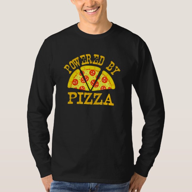Camiseta Alimentada Por Pizza Pizzeria Cheesy Itália Cuisin (Frente)