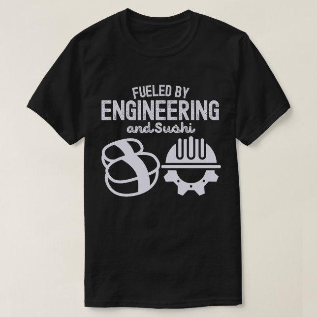 Camiseta Alimentado pela Engenharia e Sushi (Frente do Design)