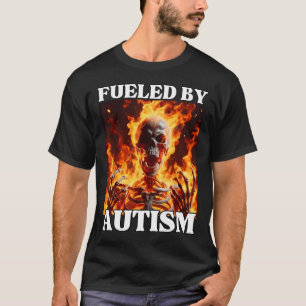 Camiseta Alimentado Pelo Autismo Engraçado Cringe Esqueleto