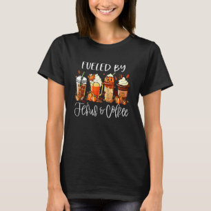 Camiseta Alimentado pelo Café Jesus Dia de Ação de Graças