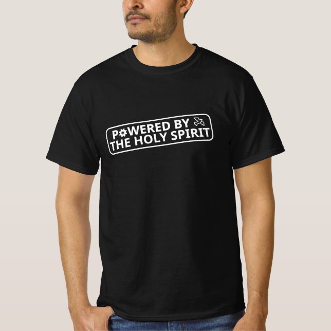 Camiseta Alimentado pelo Espírito Santo (quadrado) branco (Frente)