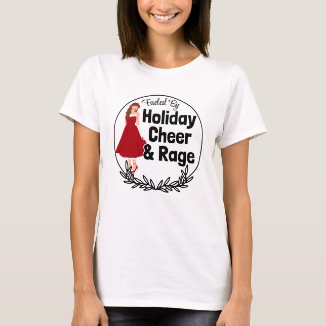 Camiseta Alimentado por Alegria e Raiva de Fim de Ano (Frente)