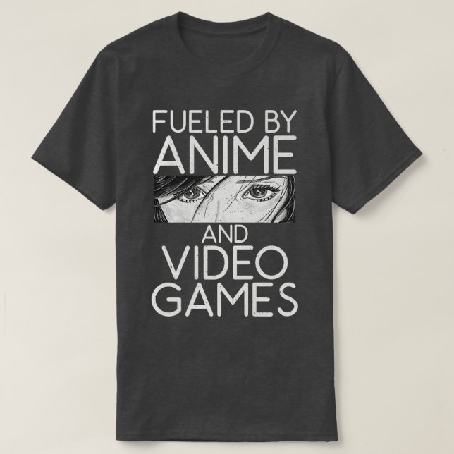 Camiseta Alimentado Por Animes E Videos games Engraçado Ani (Frente do Design)