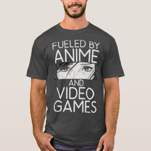 Camiseta Alimentado Por Animes E Videos games Engraçado Ani