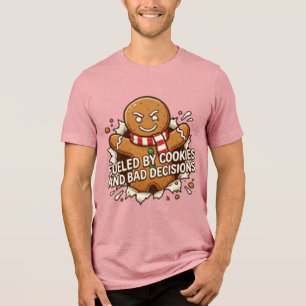 Camiseta Alimentado Por Biscoitos e Más Decisões Homem de g