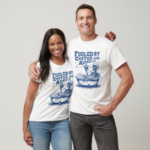 Camiseta Alimentado por café Ansiedade Teto Azul