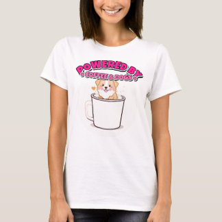 Camiseta Alimentado por Café e Beijos de Cachorro Mãe de Ca