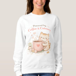 Camiseta Alimentado por Café e Cuteness Gatinho Fofo Gato Q