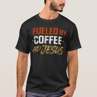 Camiseta Alimentado Por Café E Jesus Vintage Cristão