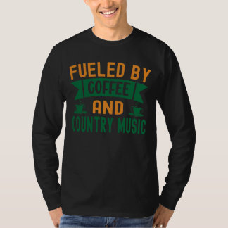 Camiseta Alimentado por café e presente de amante de música