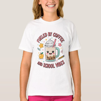 Camiseta Alimentado Por Café E Vibrações De Escola Estudant