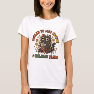 Camiseta Alimentado Por Café Gelado E Pânico De Férias Engr