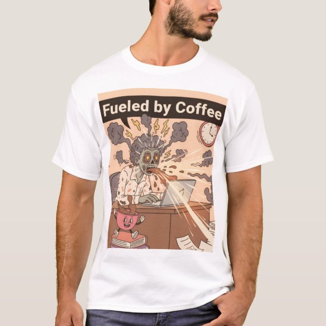 Camiseta Alimentado por Camisa-Café - Teto Relacionável Eng (Frente)