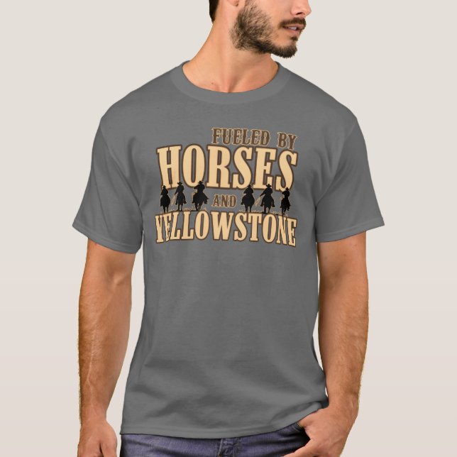 Camiseta Alimentado por Cavalos Engraçado (Frente)
