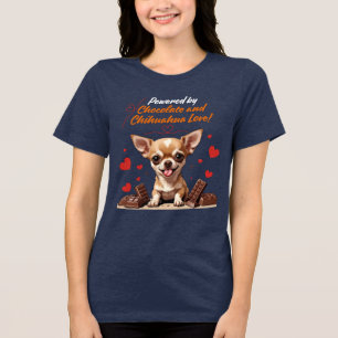 Camiseta Alimentado por Chocolate e Amor de Chihuahua