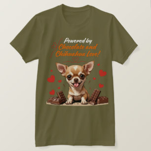 Camiseta Alimentado por Chocolate e Amor por Chihuahua
