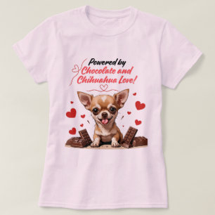 Camiseta Alimentado por Chocolate e Amor por Chihuahua